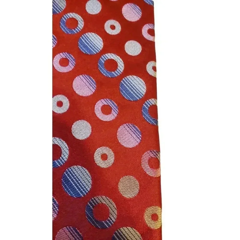 Tango Tie Necktie Neckwear Red Multicolored‎ Circle Pattern Luxury Designer Work